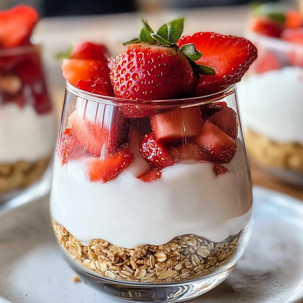Erdbeer-Dessert im Glas mit Joghurt