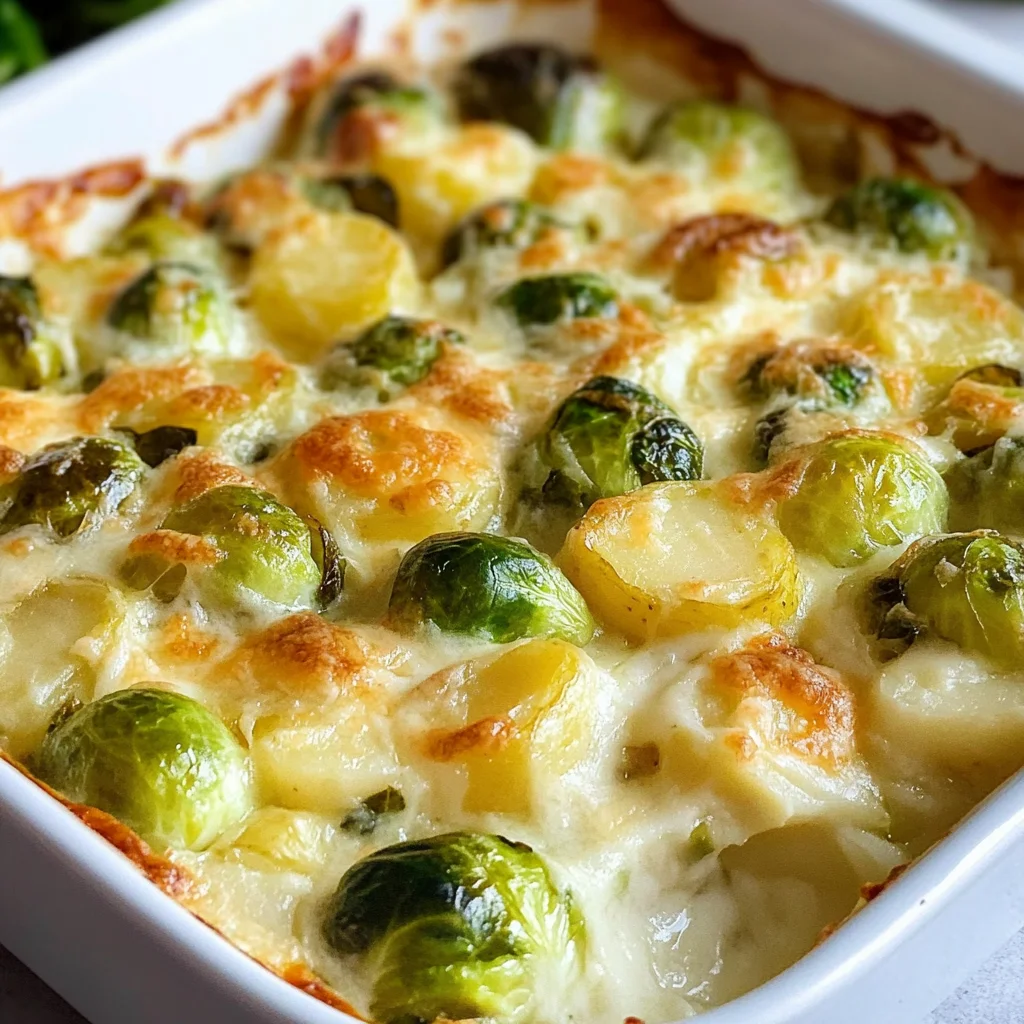 Rosenkohlauflauf - mit Kartoffeln & Käse