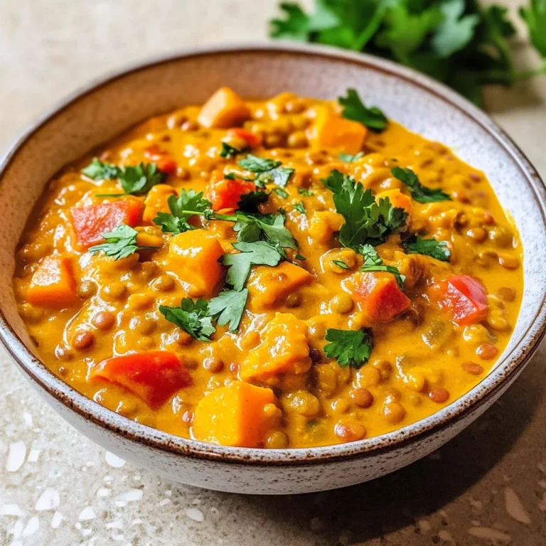 Süßkartoffel-Linsen-Curry mit Kokosmilch