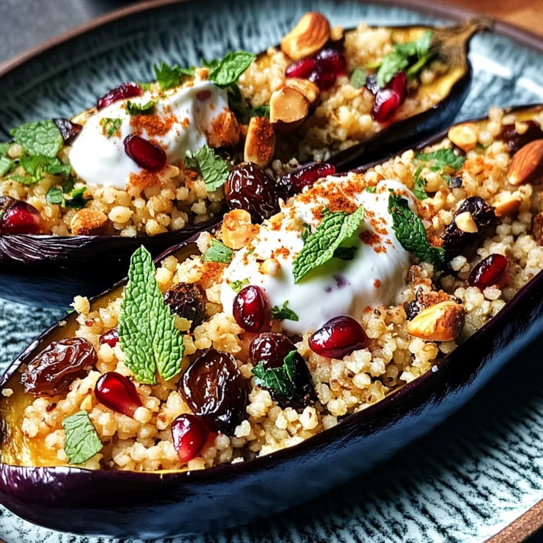 Auberginen mit Dattel-Mandel-Couscous und Minze