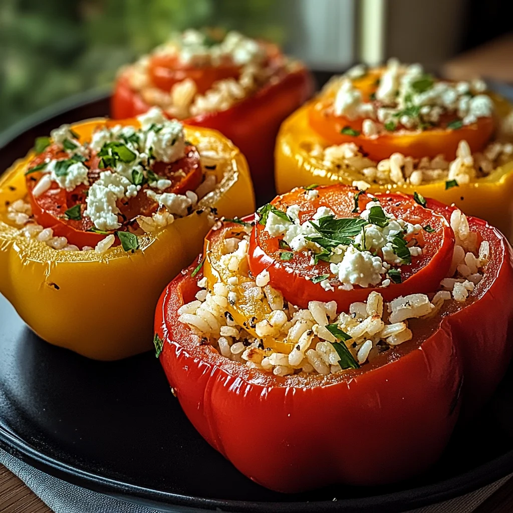 Gefüllte Ofenpaprika mit Reis und Feta