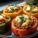 Gefüllte Paprikaschoten mit rotem Reis