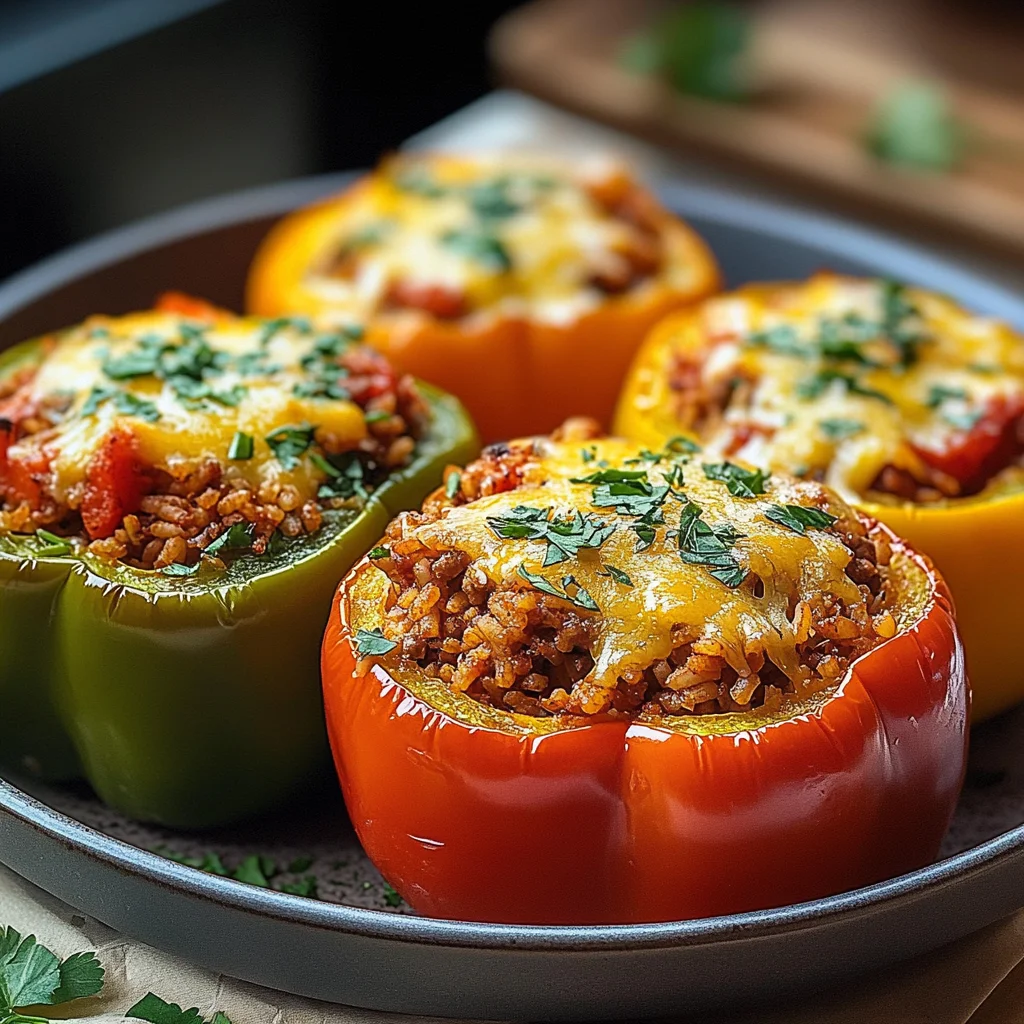 Gefüllte Paprikaschoten mit rotem Reis