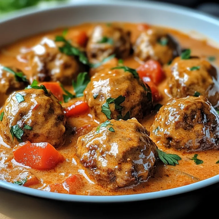 Hackbällchen in cremiger Paprikasoße