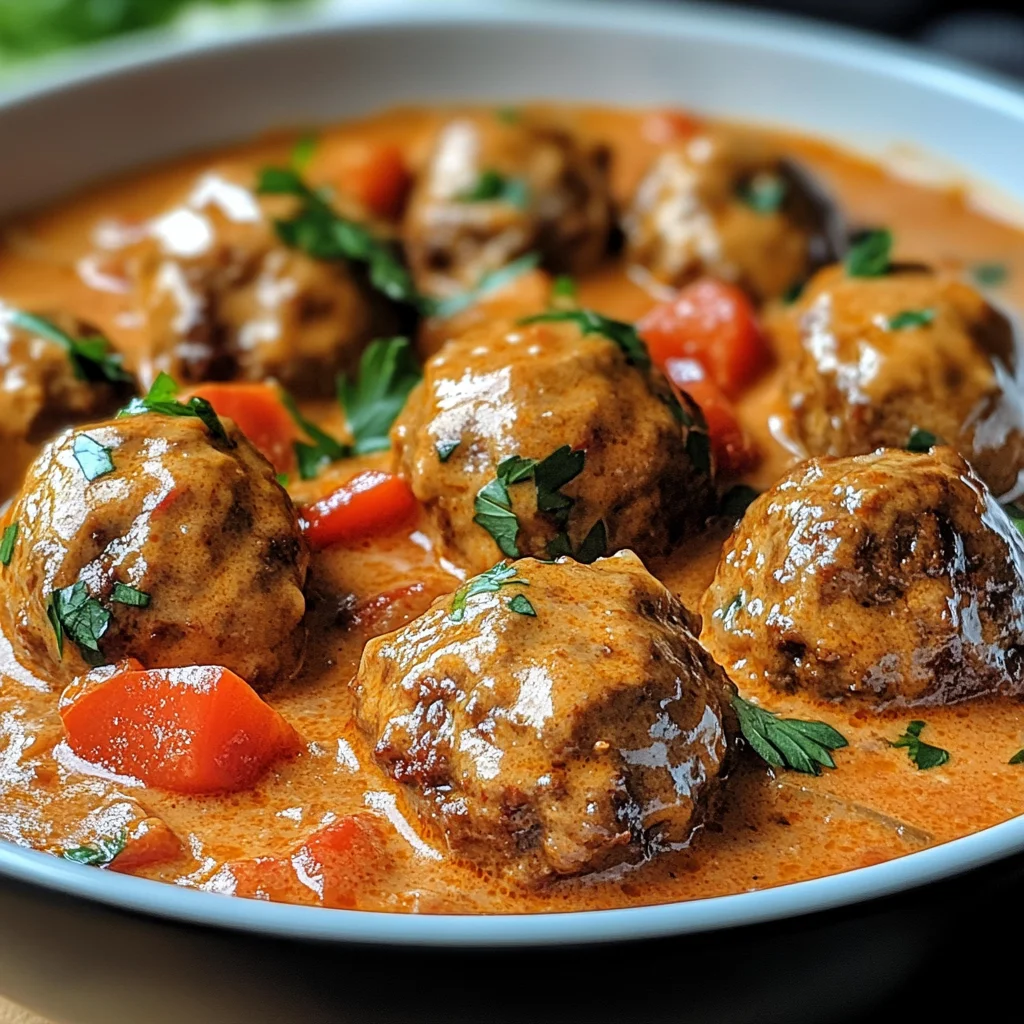 Hackbällchen in cremiger Paprikasoße