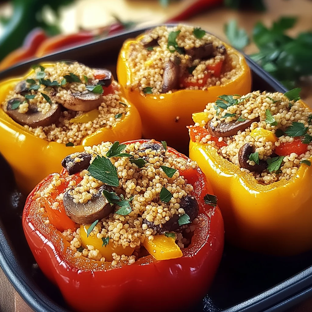 Paprika mit Hirse-Pilz-Füllung