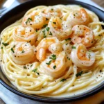 Spaghetti Alfredo mit Garnelen