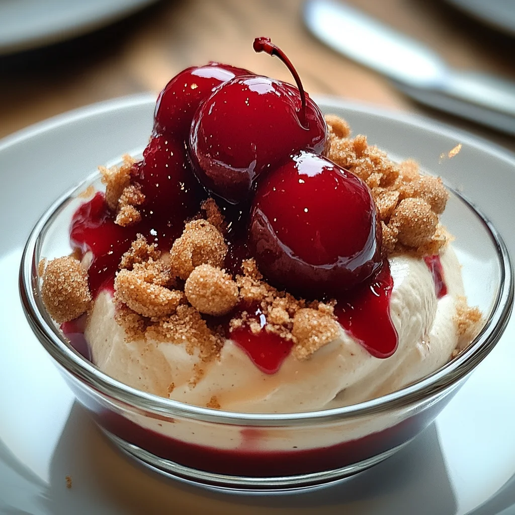 Zimtcreme mit Kirschsoße und Amaretti