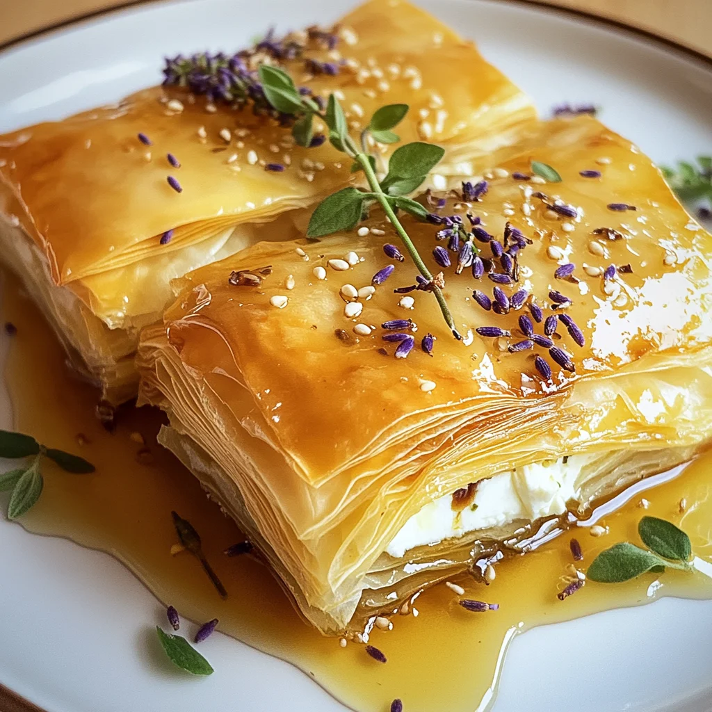Fetakäse im Filoteig mit Wildlavendelhonig & Kräutern