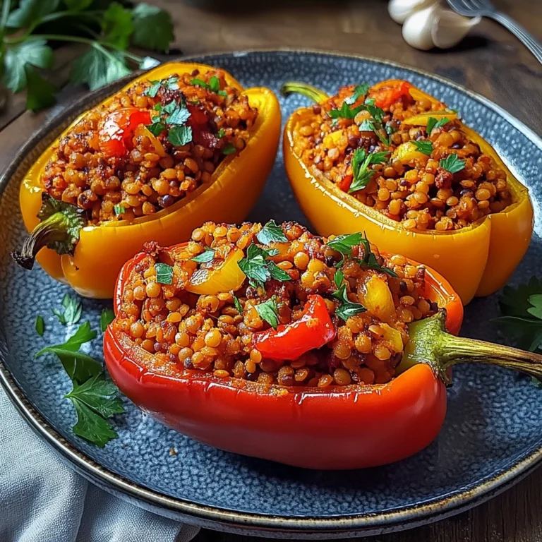 Gefüllte Spitzpaprika mit roten Linsen