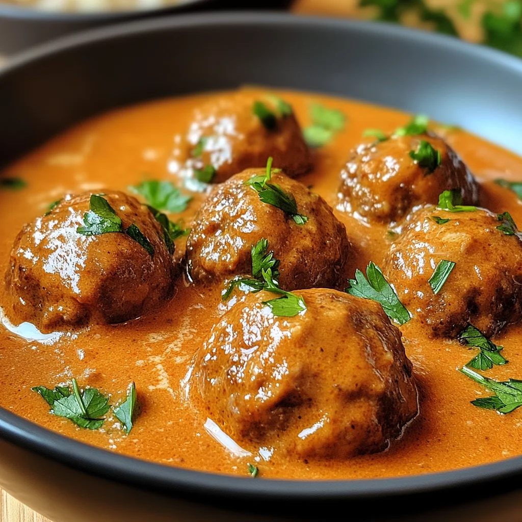 Hackbällchen in cremiger Paprikasoße