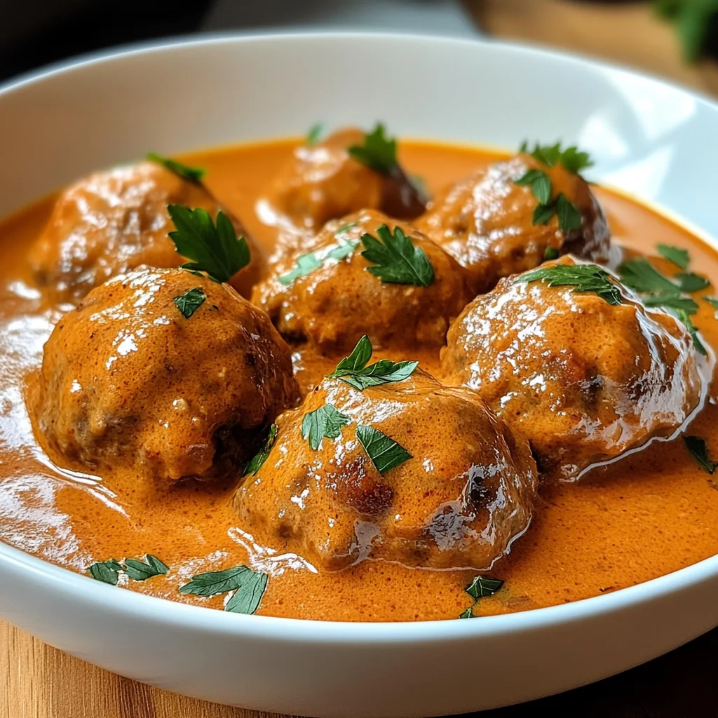 Hackbällchen in cremiger Paprikasoße