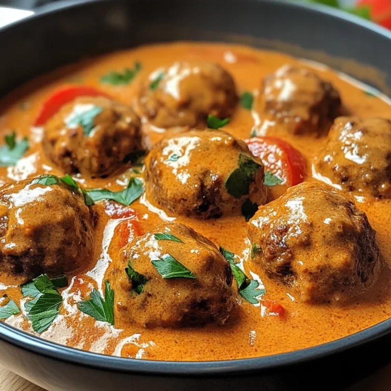 Hackbällchen in cremiger Paprikasoße