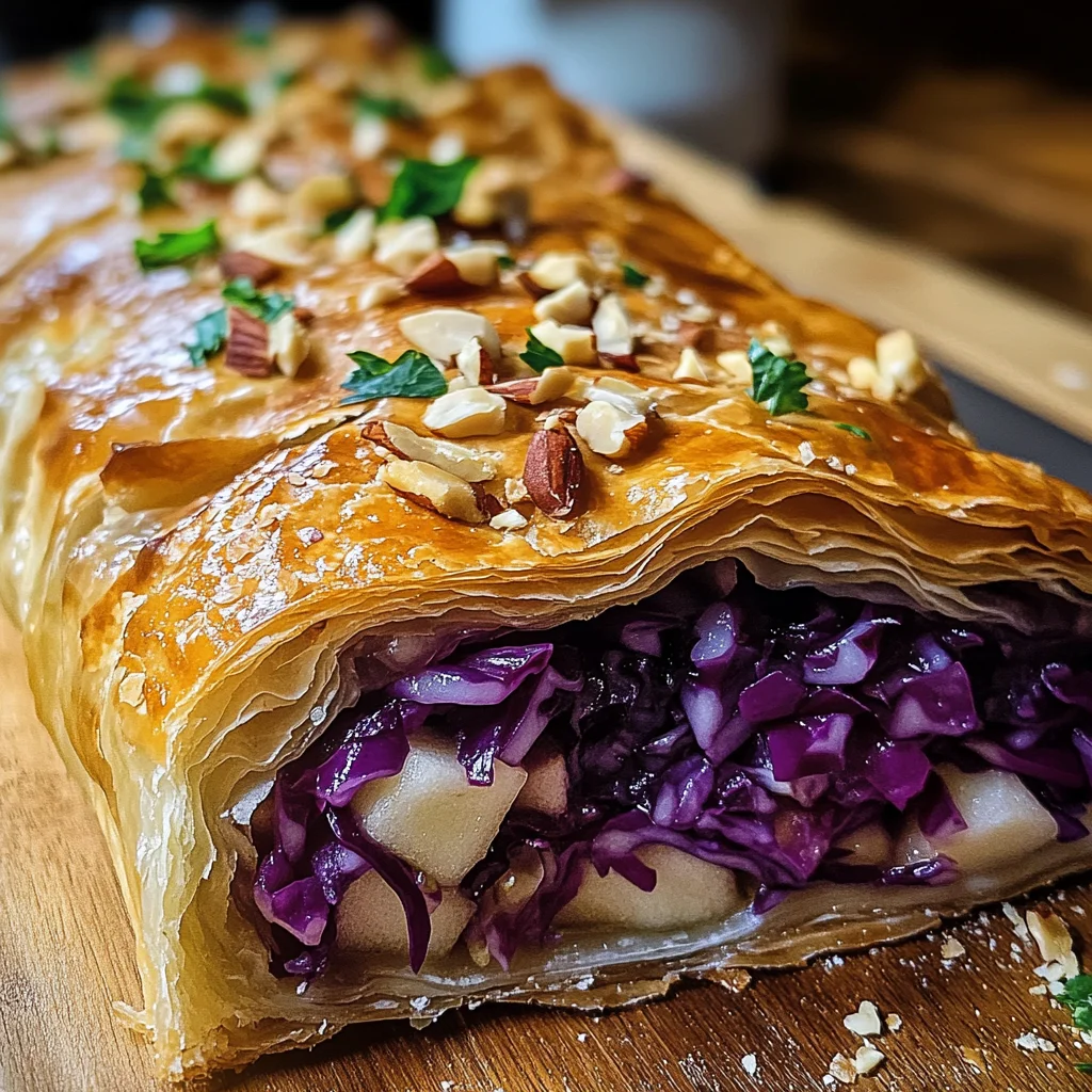 Knuspriger Rotkohlstrudel