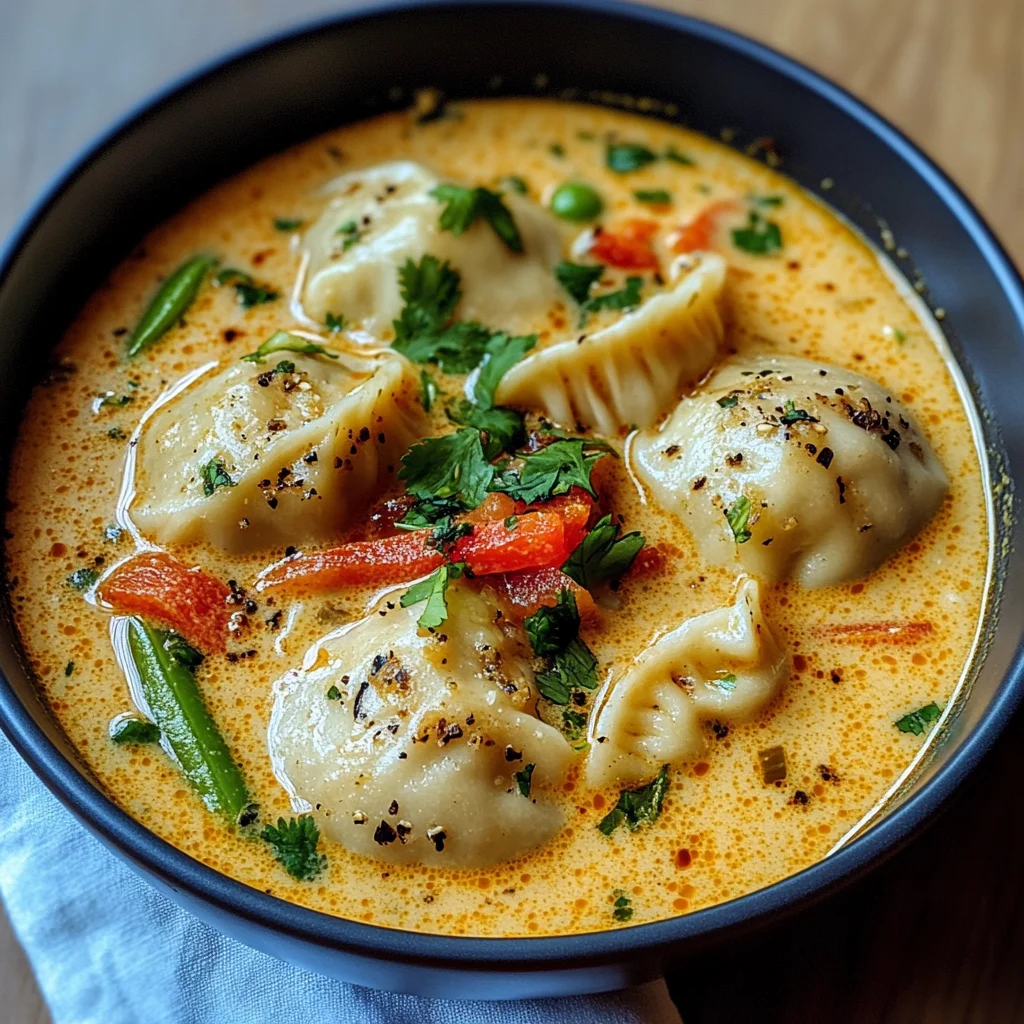 Kokosnuss-Curry-Suppe mit Knödeln