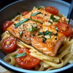 Ofen-Lachs-Pasta mit Tomaten