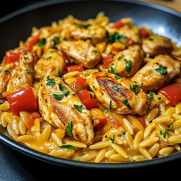 Orzo-Pfanne mit Paprikahuhn