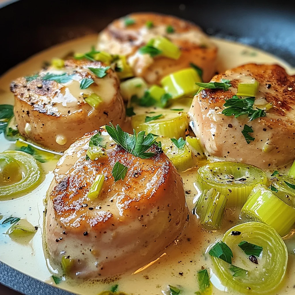 Puten-Medaillons in Lauch-Rahm-Soße