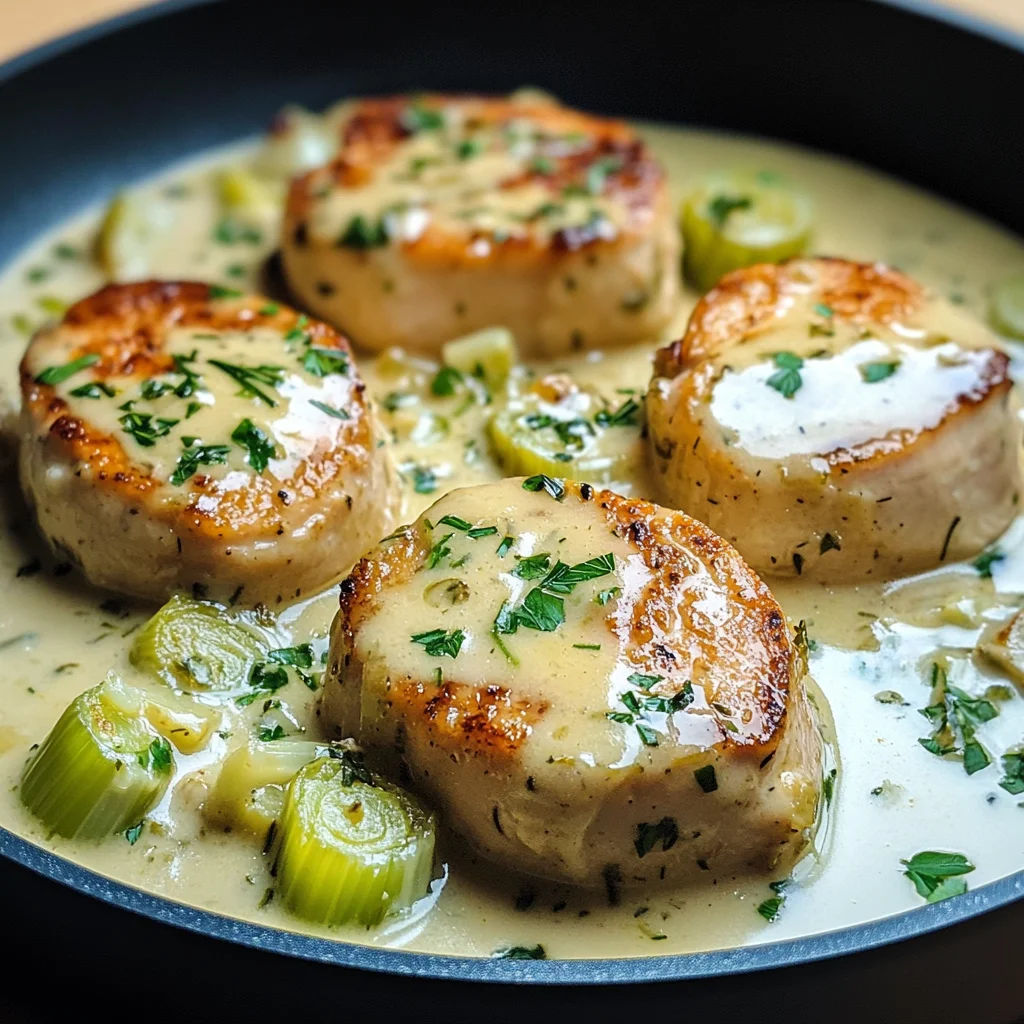 Putenmedaillons in Lauch-Sahne-Sauce