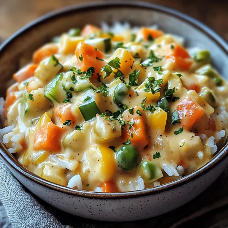 Reis mit Gemüse-Frischkäse-Sauce