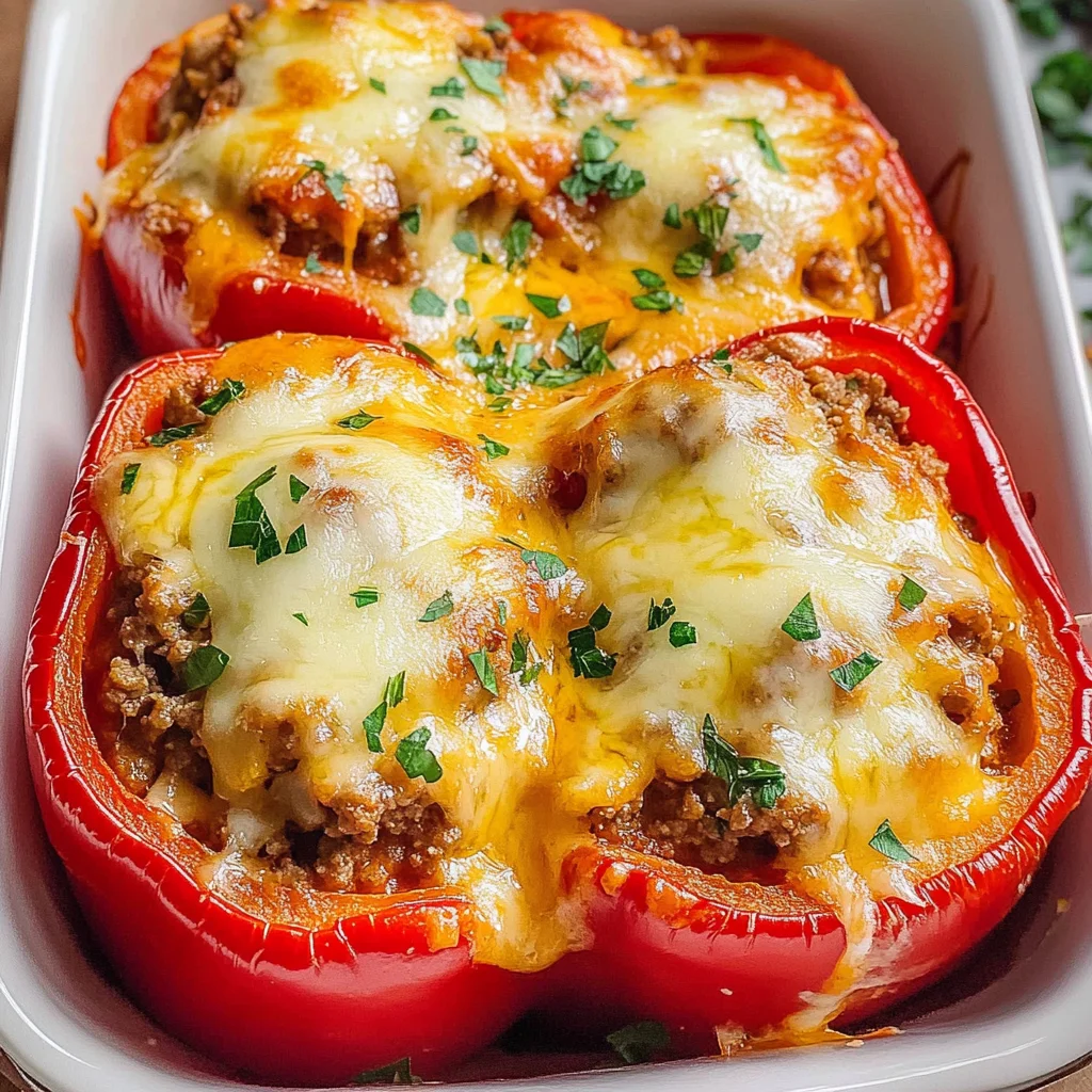 Gefüllte Paprika mit Hackfleisch im Ofen