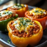 Gefüllte Paprikaschoten mit rotem Reis