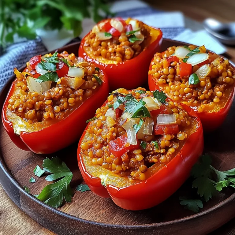 Gefüllte Spitzpaprika mit roten Linsen