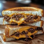 Gegrilltes Käsesandwich mit Rinderhackfleisch