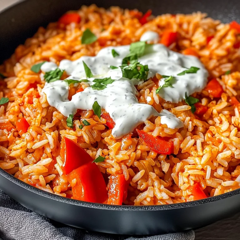 Paprika-Reis-Pfanne mit Joghurtsoße