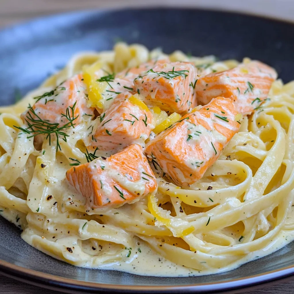Pasta mit Lachs und Sahnesoße